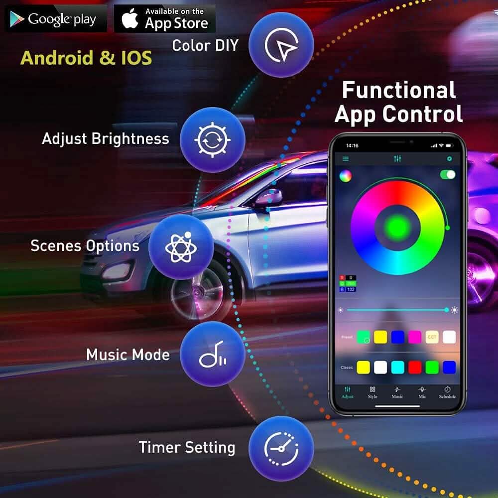Car LED Strip Ambient Light Kit